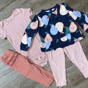 Kids Matching Outfit Bundle with Fruit Print and Stripes 24M